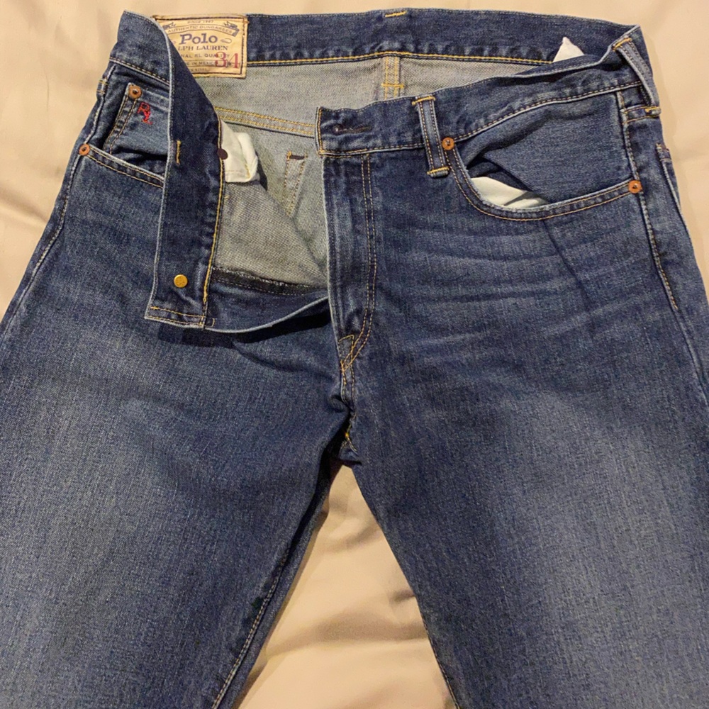 POLO Ralph Lauren Boot Cut Blue Jeans Pants Size 34 Medium Wash